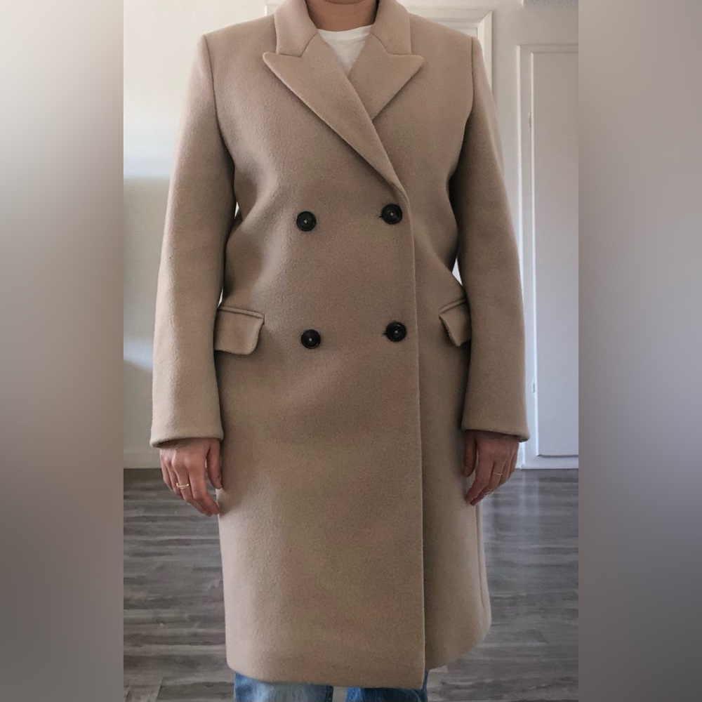 Cream Beige Wool Cashmere Double Breasted Coat by Closed XS - Picture 4 of 12